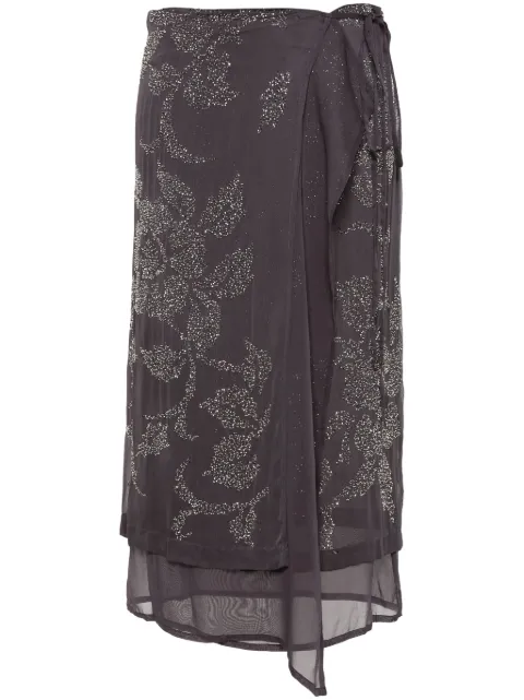 P.A.R.O.S.H. beaded wrap midi skirt