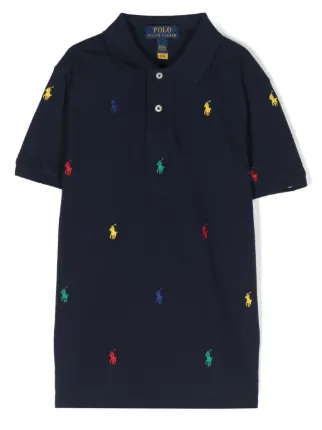 POLO RALPH LAUREN KIDS embroidered-logo Piqué Polo Shirt | Blue