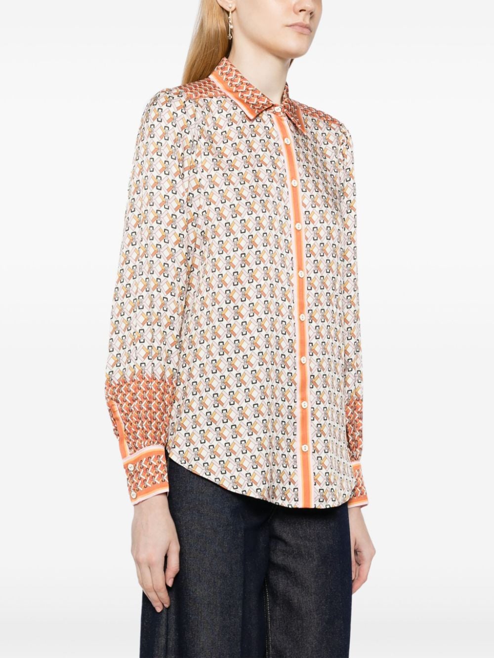 Shop Hale Bob Victoire Geometric-pattern Print Shirt In Orange