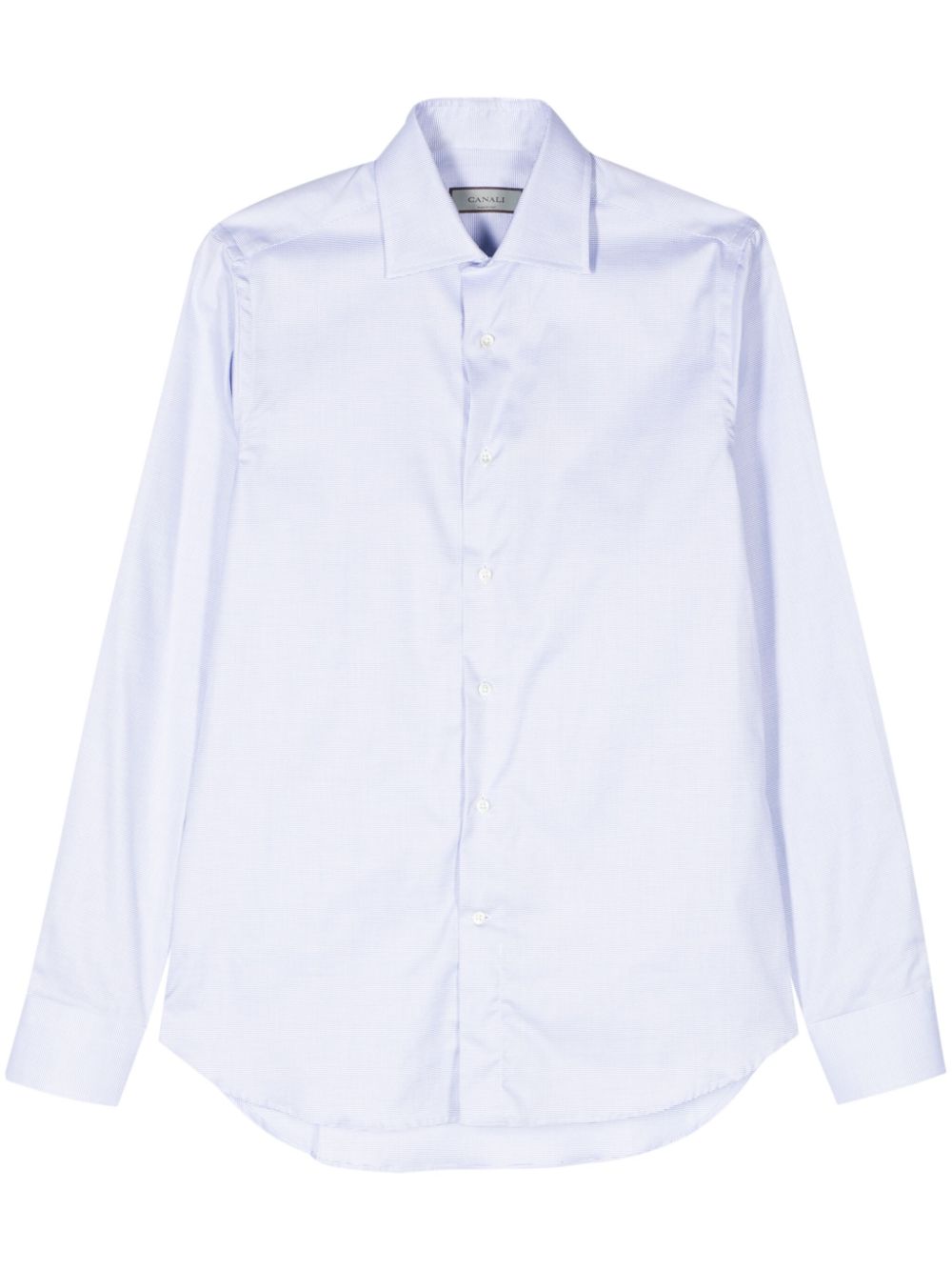 Canali Micro-dot Cotton Shirt In Blue