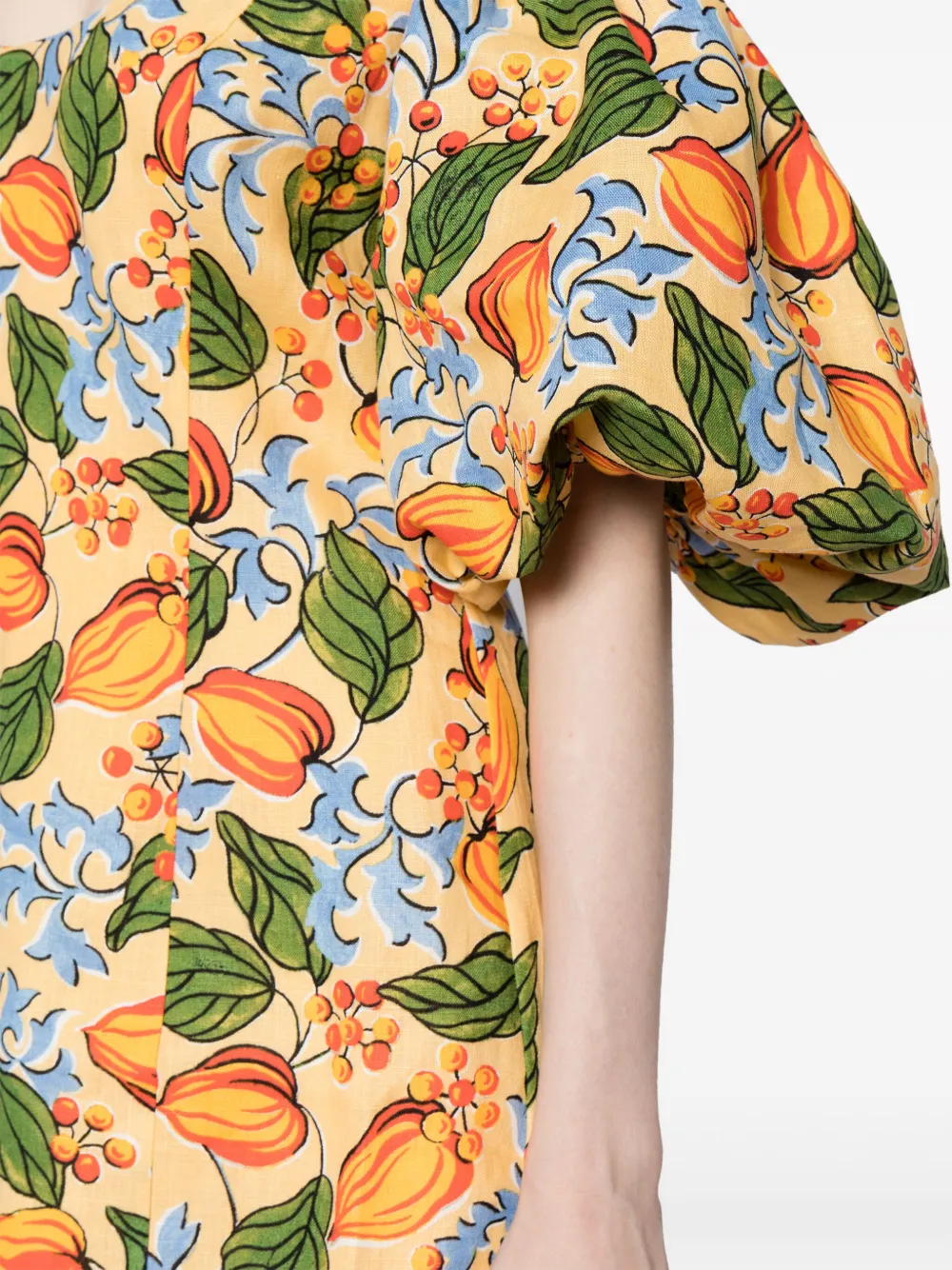 Shop Rhode Dali Floral-print Off-shoulder Minidress In Orange