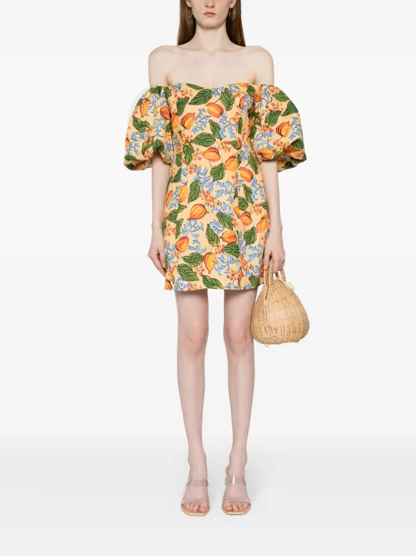 rhode off the shoulder dress RHODE Midi Floral Jay Off-The-Shoulder Dress