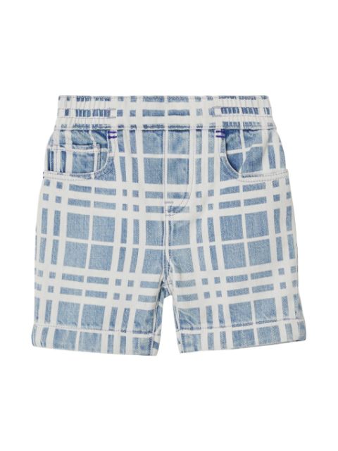 Burberry Kids shorts de mezclilla con motivo de cuadro IP