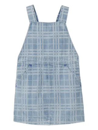 burberry denim dress Burberry Kids Checked Denim Dress | Blue
