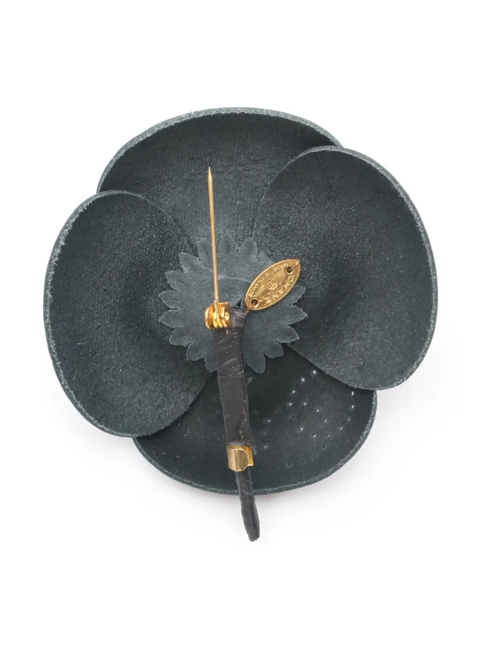 CHANEL Pre-Owned 1986-1988 Camellia gelakte broche - Zwart