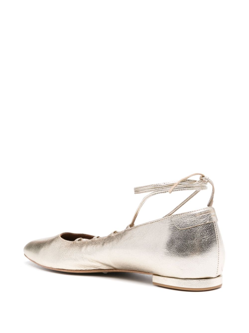 Shop Claudie Pierlot Metallic Leather Ballerina Shoes In Gold
