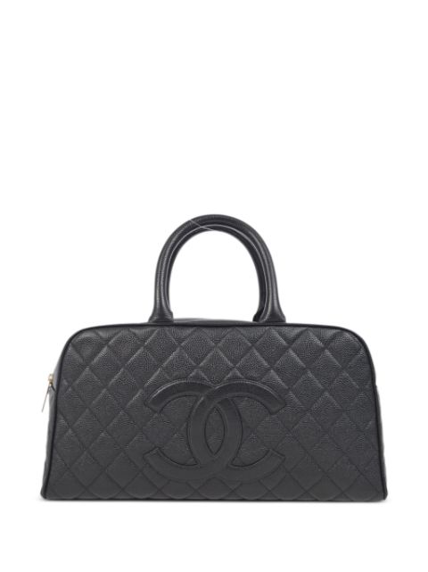 HOT SALE CHANEL 2003 diamond-quilted bowling bag Women