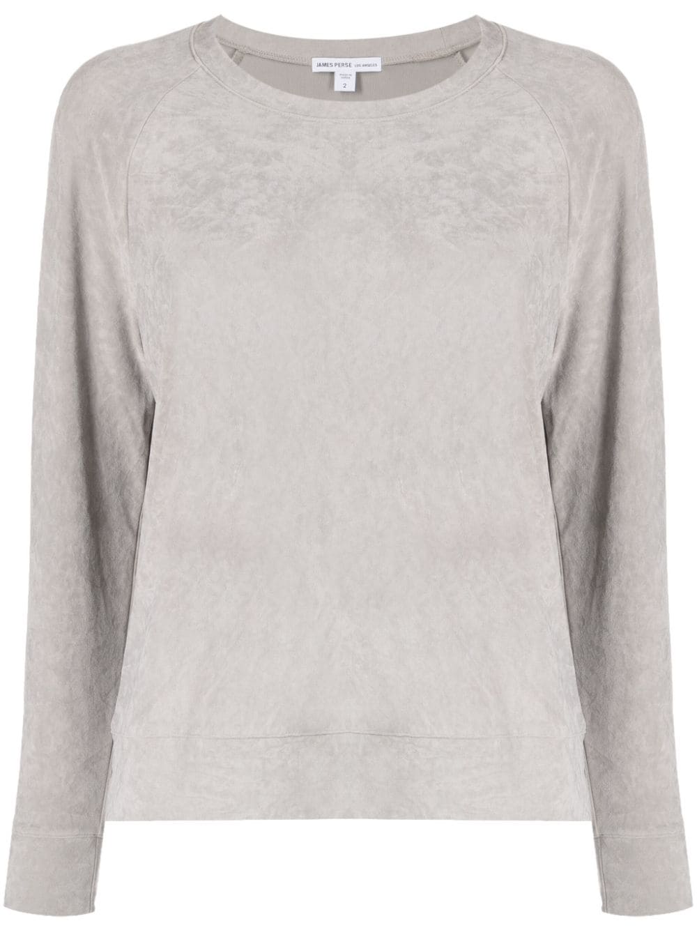 James Perse Long-sleeve Velvet Sweatshirt In Grau