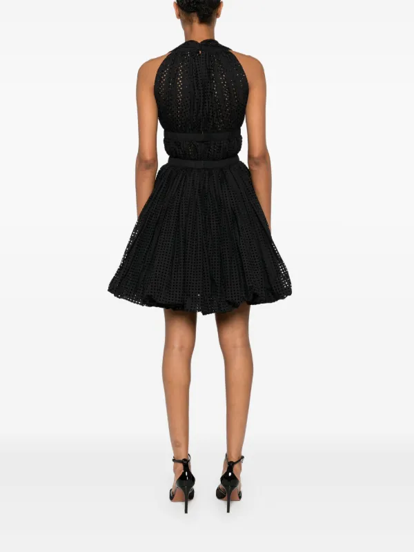 Alaïa Perforated Mini Dress | Black | FARFETCH