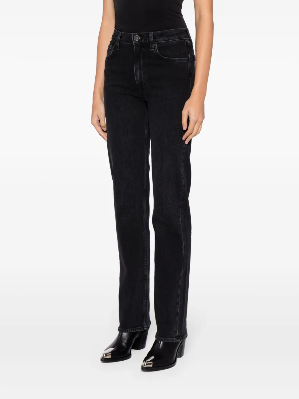 Shop Rag & Bone Harlow Straight-leg Jeans In Black