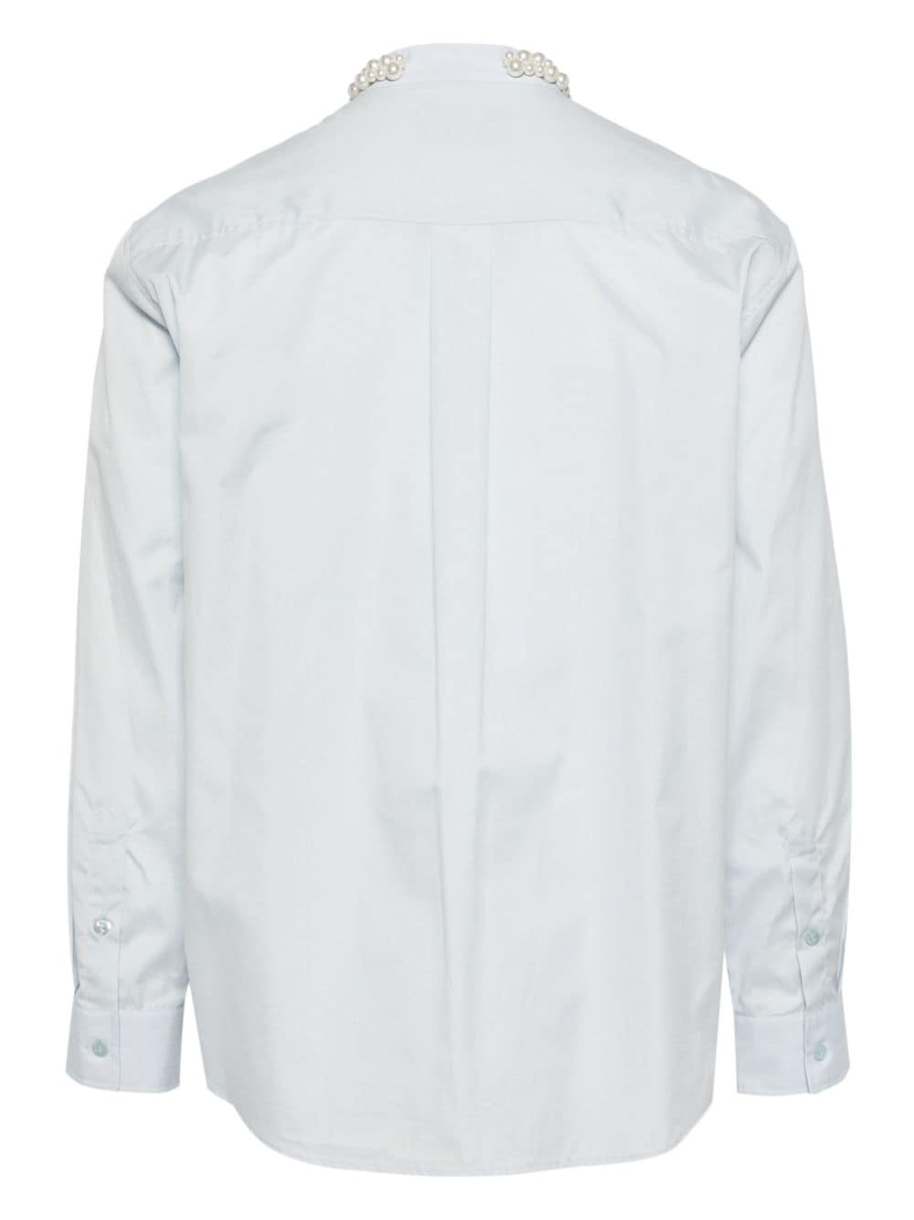 Shop Simone Rocha Faux-pearl Embellished Cotton Shirt In Blue