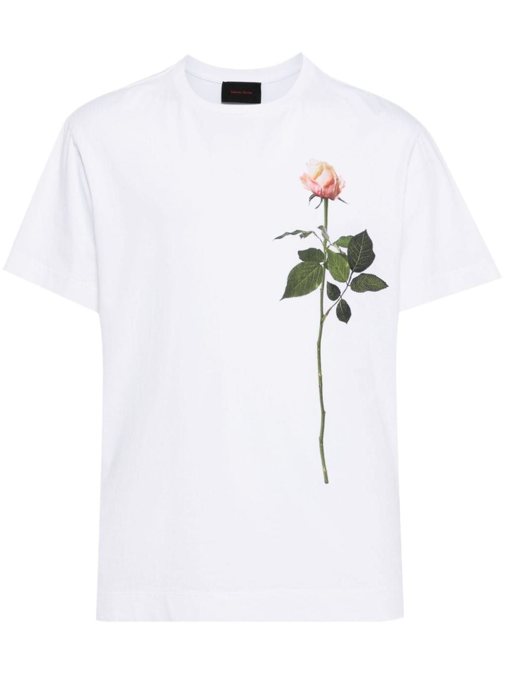 Shop Simone Rocha Rose-print Cotton T-shirt In White