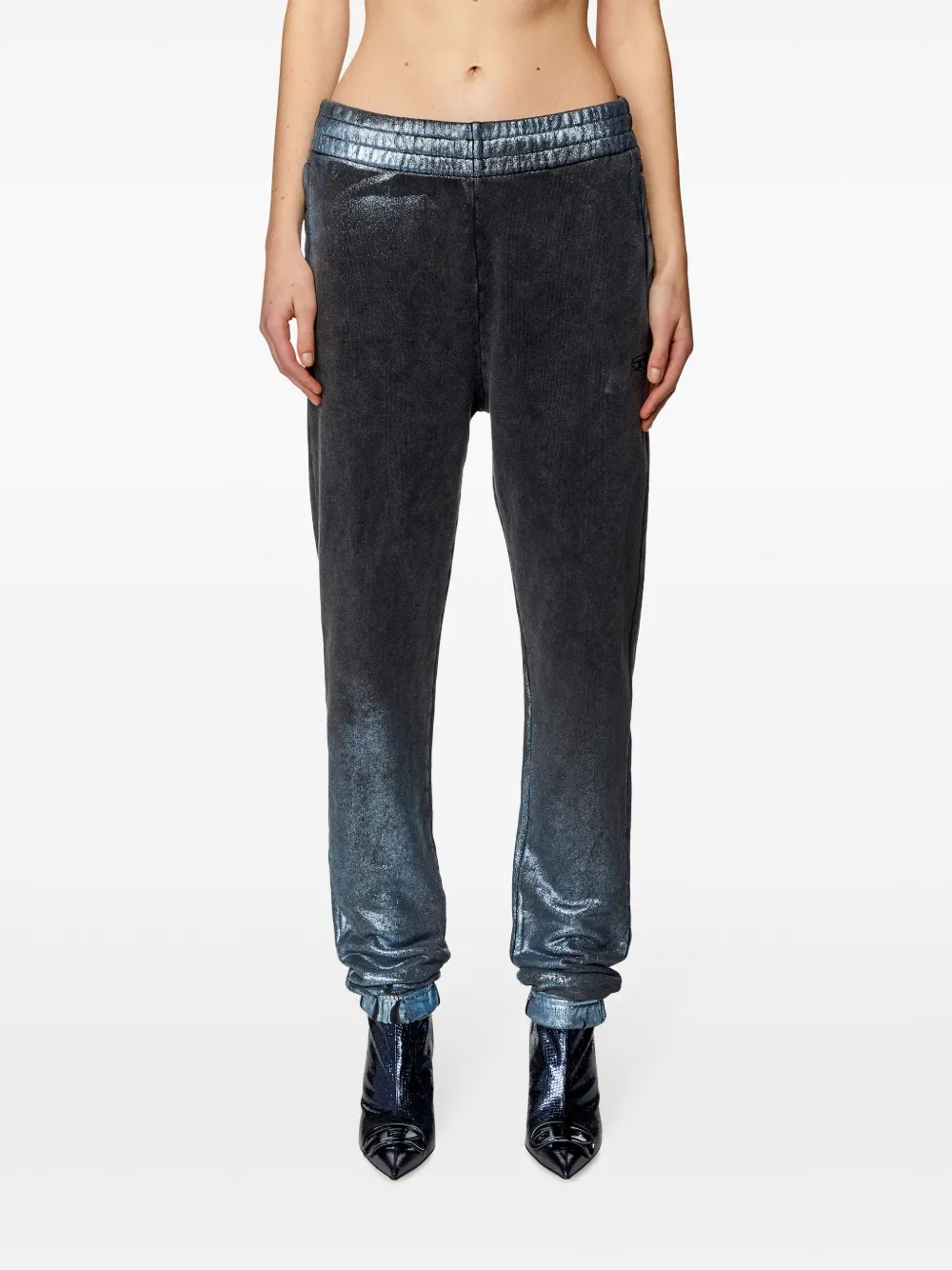 Shop Diesel Embroidered-logo Track Pants In Grey