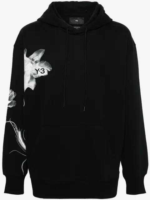 Y-3 floral-print drawstring hoodie