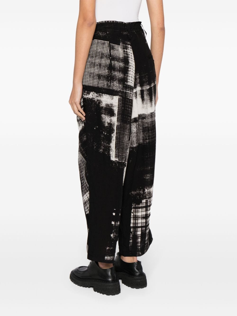 Shop Y's Patchwork Wide-leg Trousers In Black
