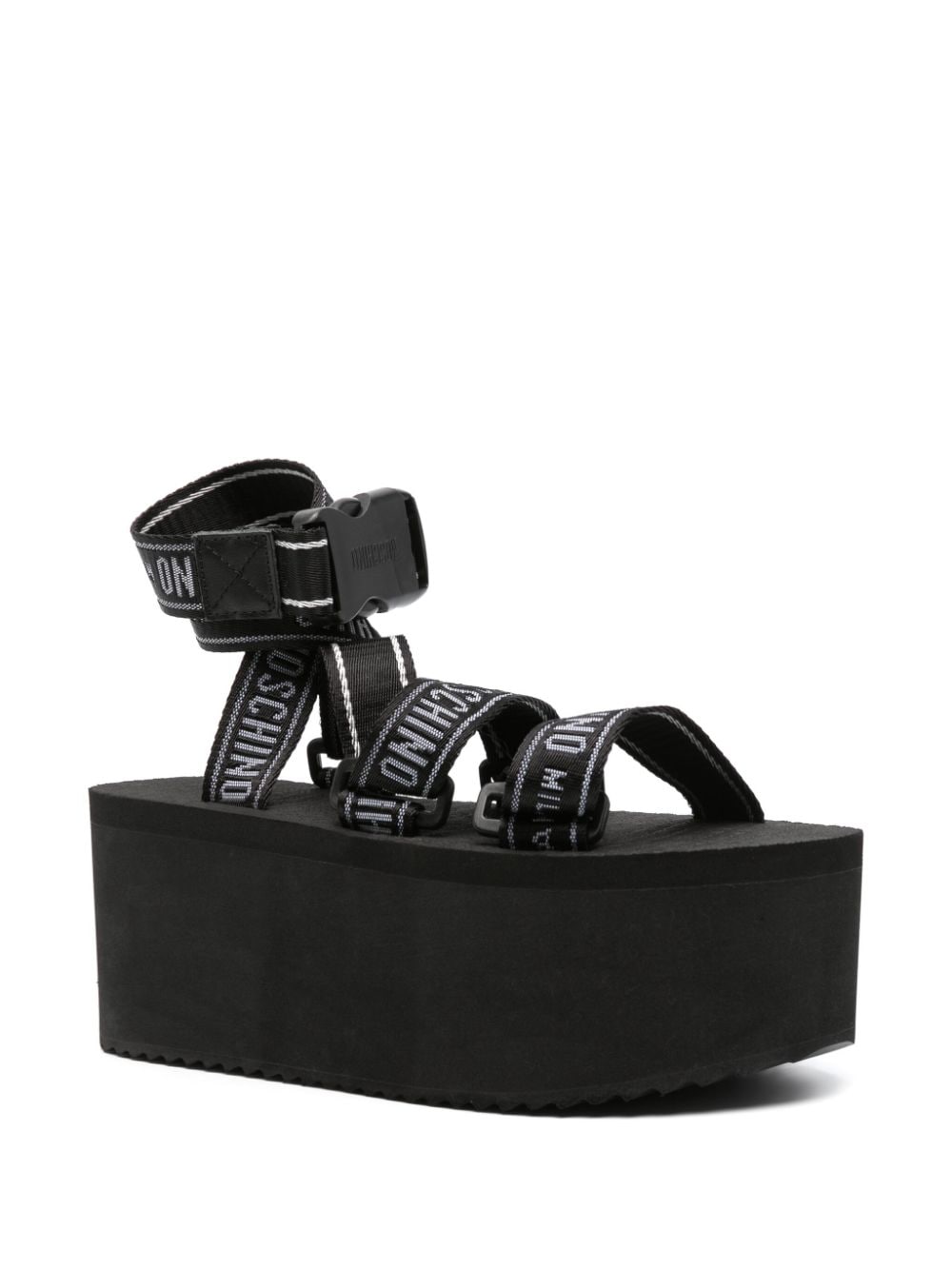 Shop Moschino Logo-strap Platform Sandals In Black