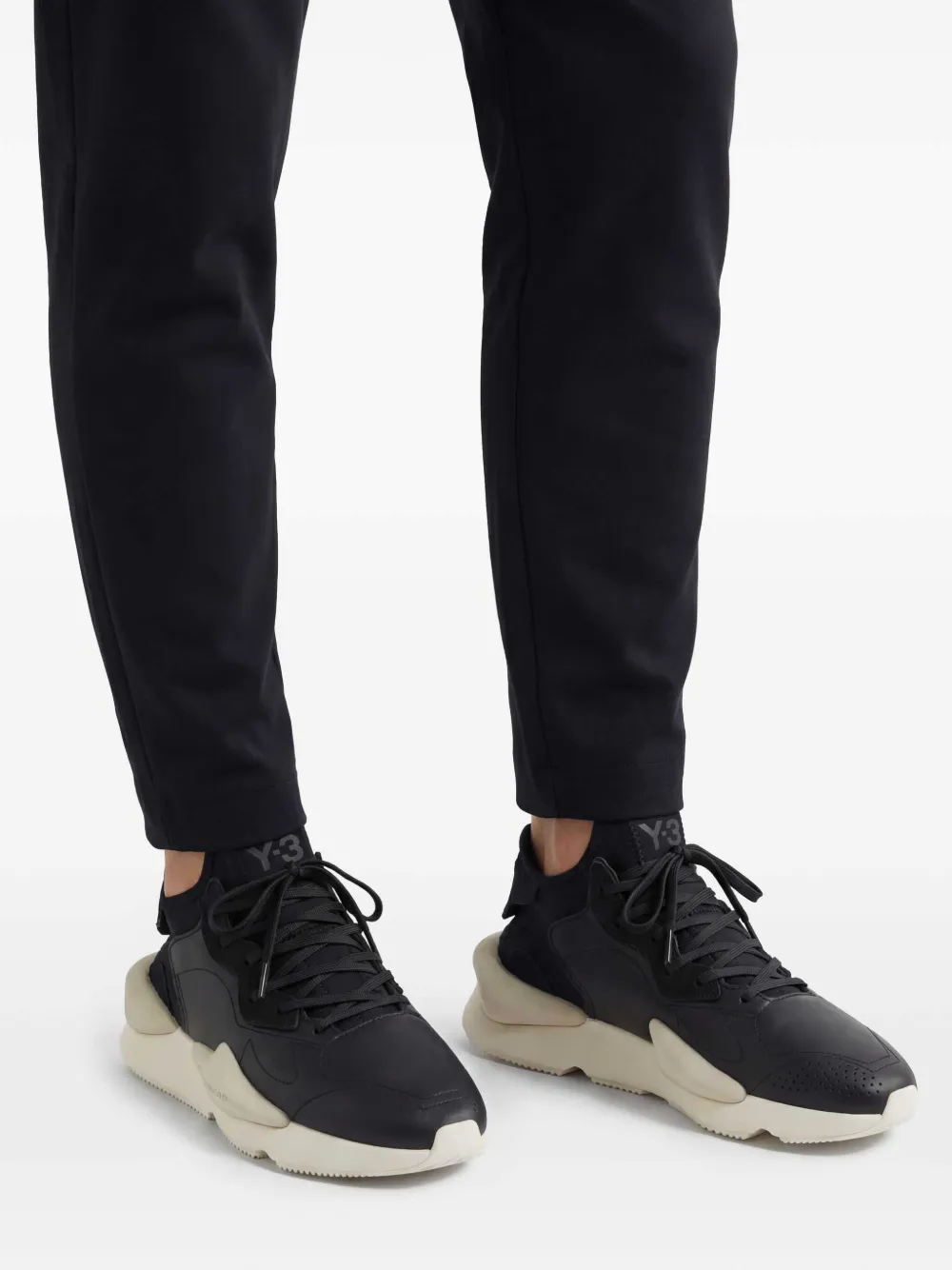 Y-3 Kaiwa Leather Sneakers | Black | FARFETCH