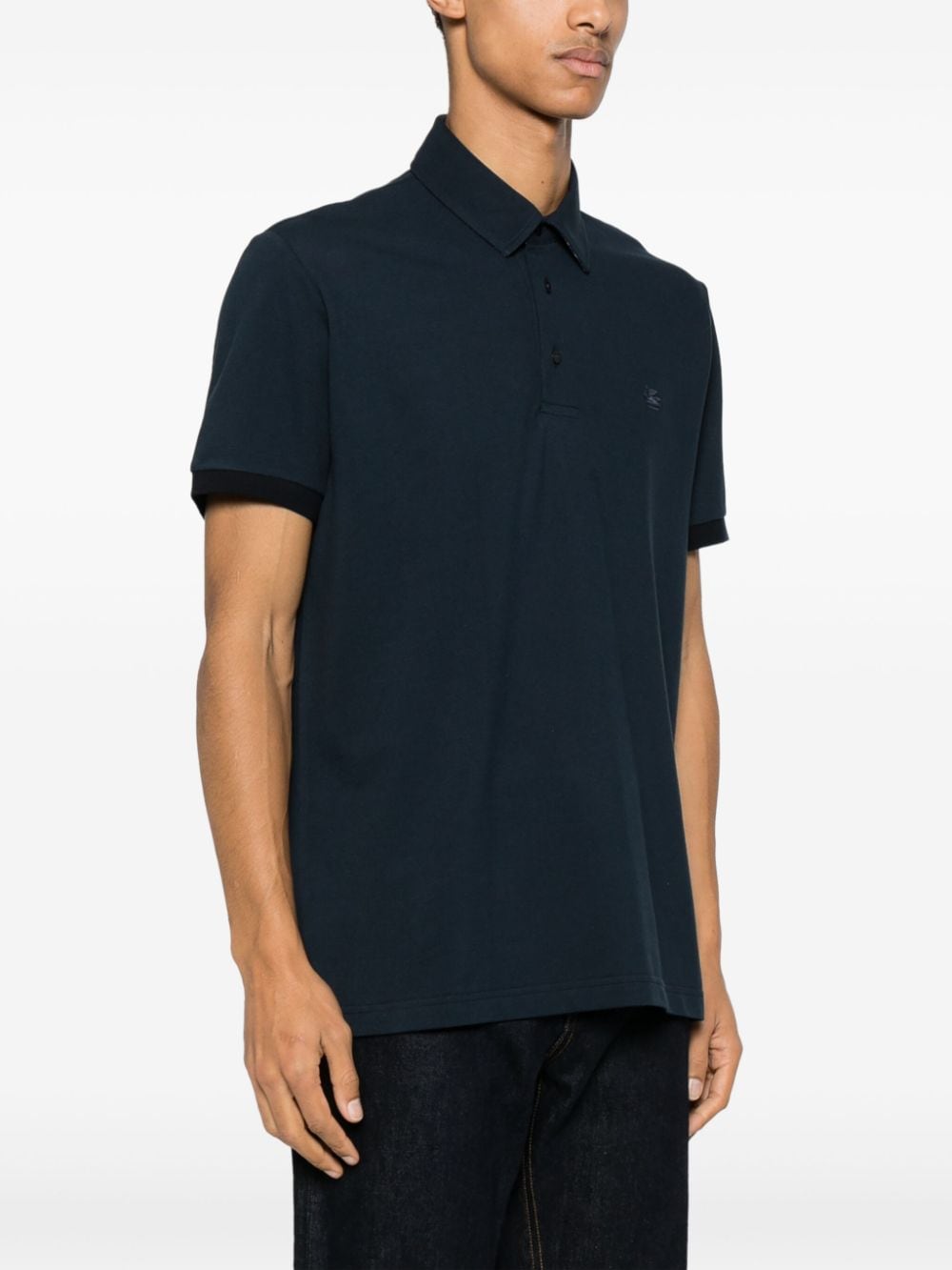 Shop Etro Embroidered-logo Polo Shirt In Blue