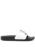 Moschino logo-embossed faux-leather slides - White