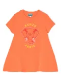 Kenzo Kids Elephant-print cotton T-shirt dress - Orange