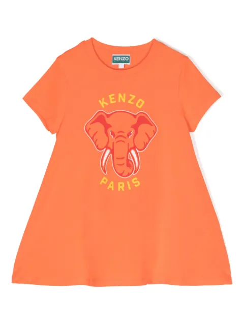Kenzo Kids Elephant-print cotton T-shirt dress