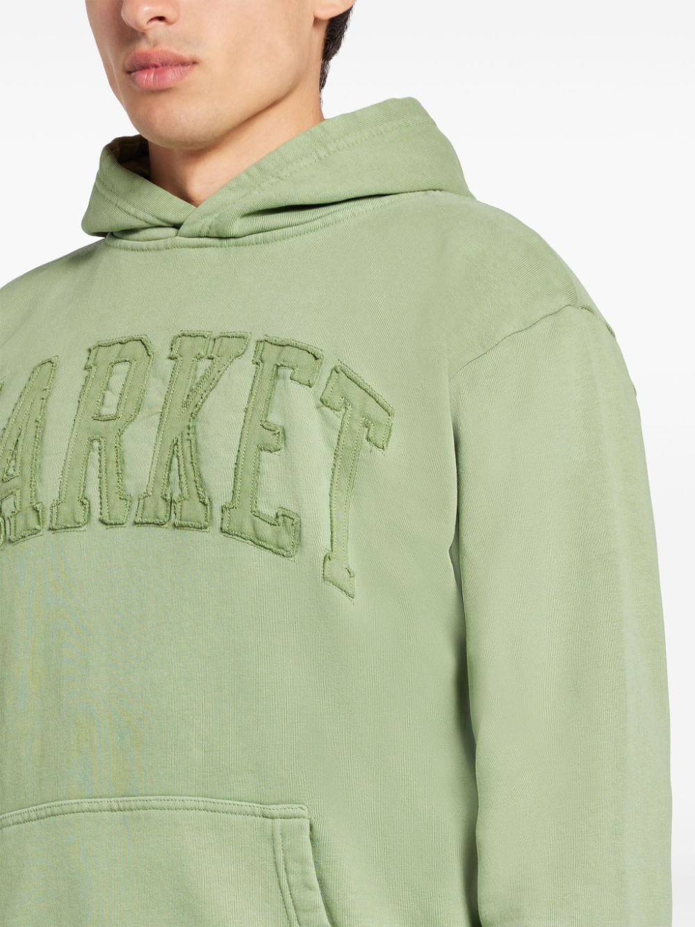 Shop Market Logo-patches Cotton Hoodie In Green