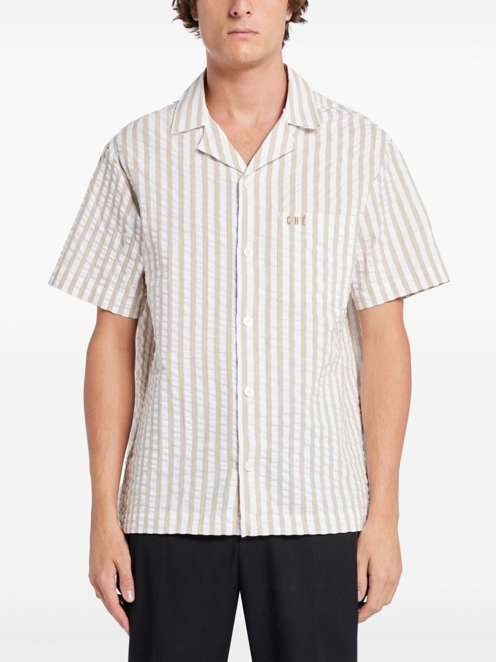 Shop Che Striped Cotton Shirt In Neutrals