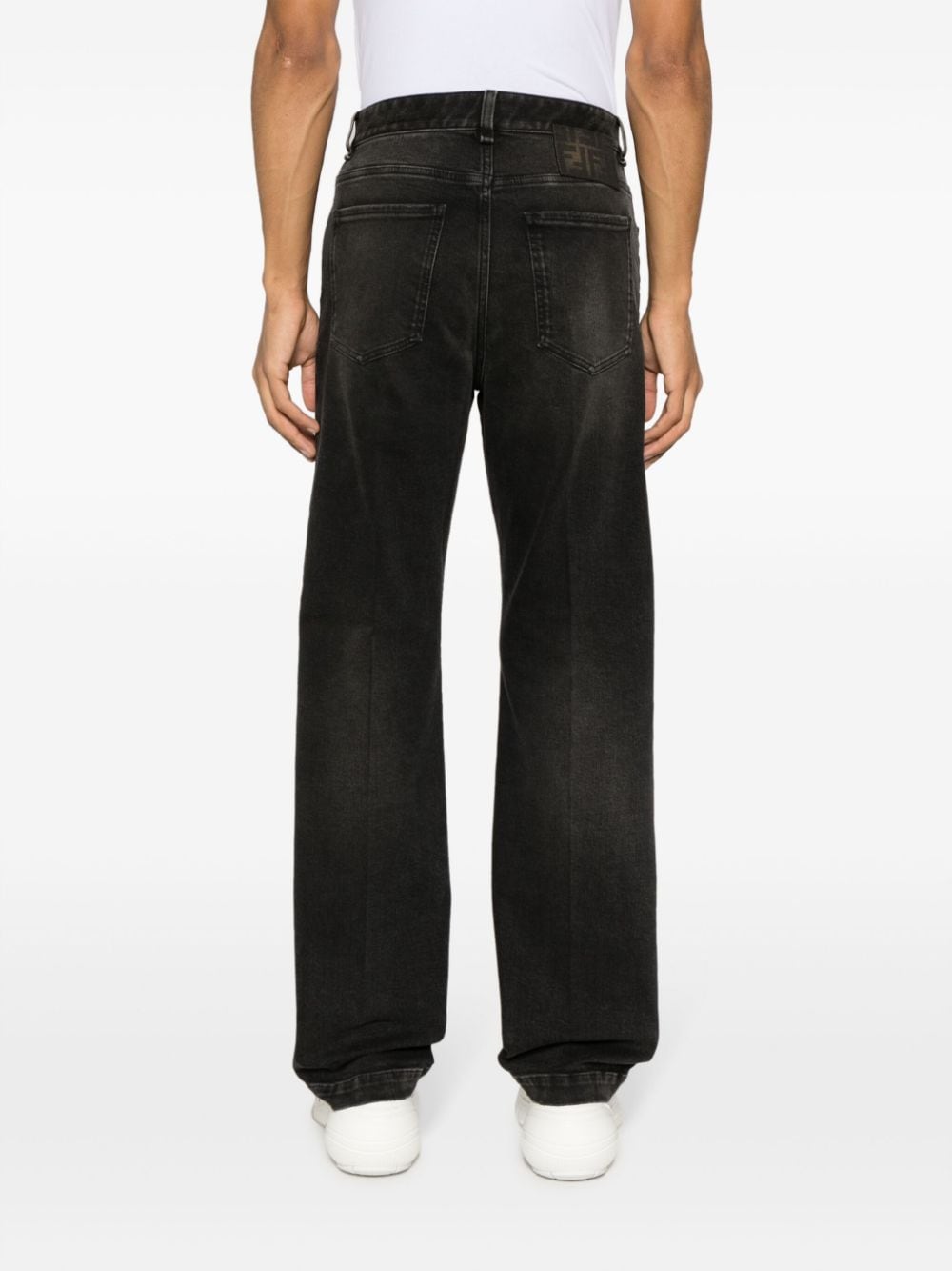 Shop Fendi Mid-rise Straight-leg Jeans In Black
