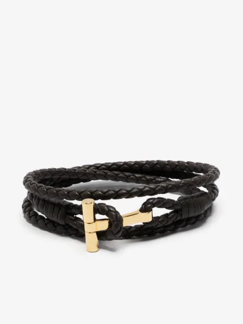 TOM FORD T-plaque leather bracelet