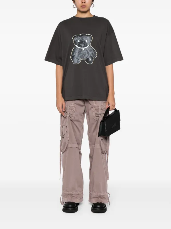 【関税込み】We11done グレー Necklace Teddy Tシャツ We11done Necklace Teddy-print Cotton T-shirt | Grey