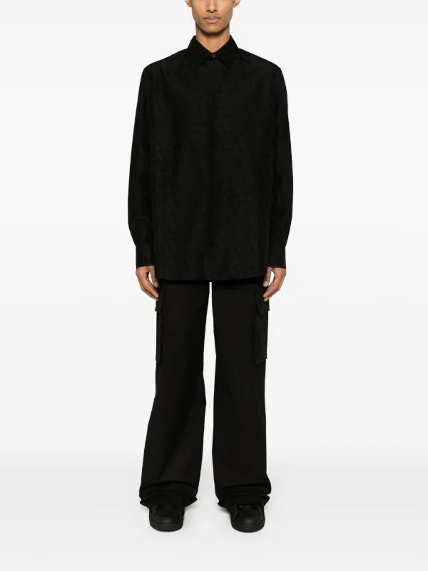 Valentino Garavani monogram-jacquard Cotton Shirt | Black