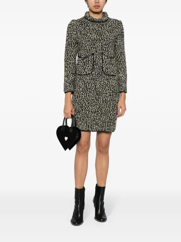 Chanel Pre-owned 1994 Roll-neck Two-Tone Minidress - Black