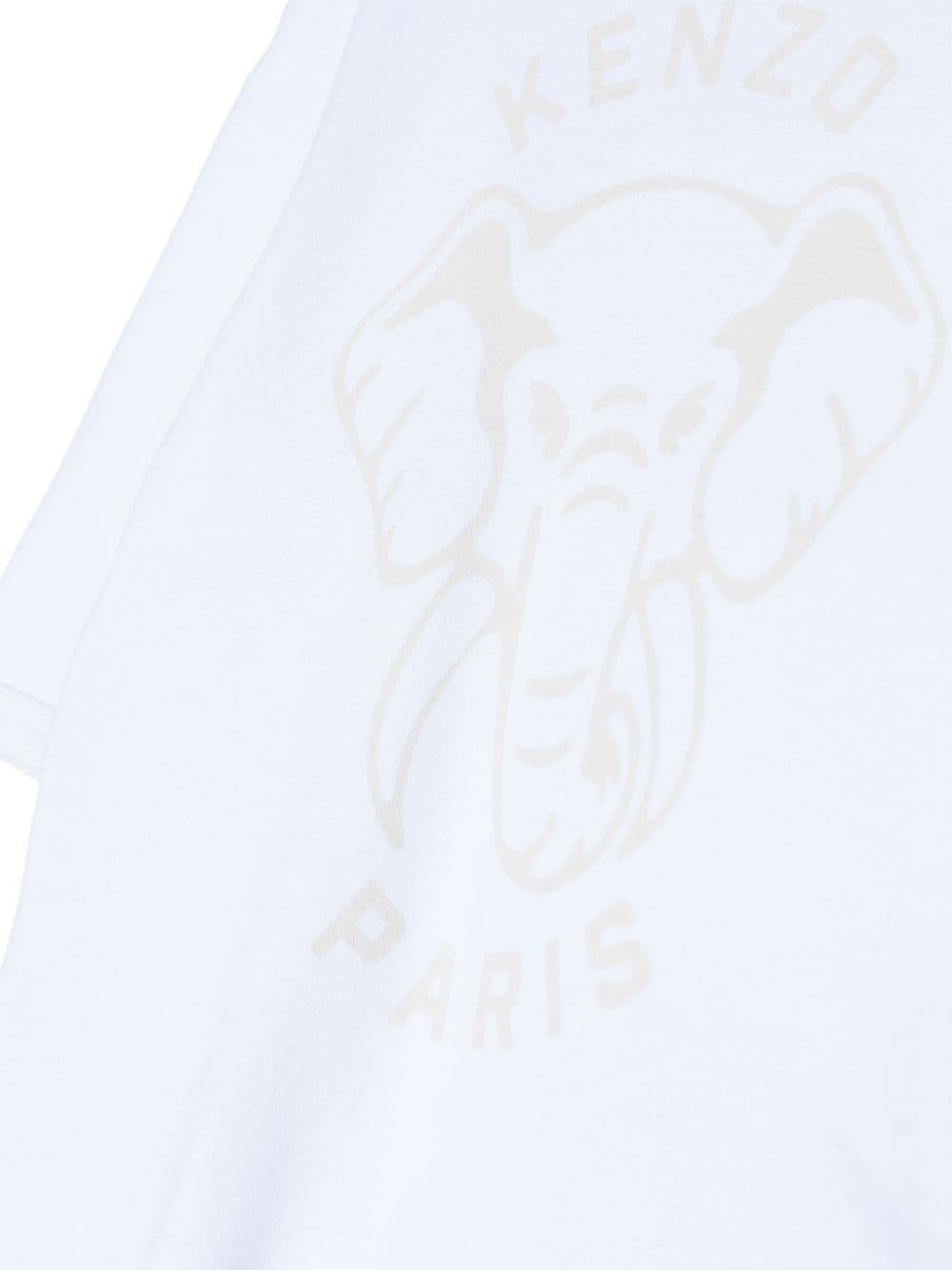 Shop Kenzo Elephant-print Cotton Romper In White