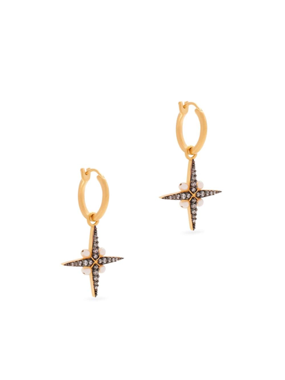 Shop Missoma X Harris Reed North Star Pearl Hoop Earrings In Gold