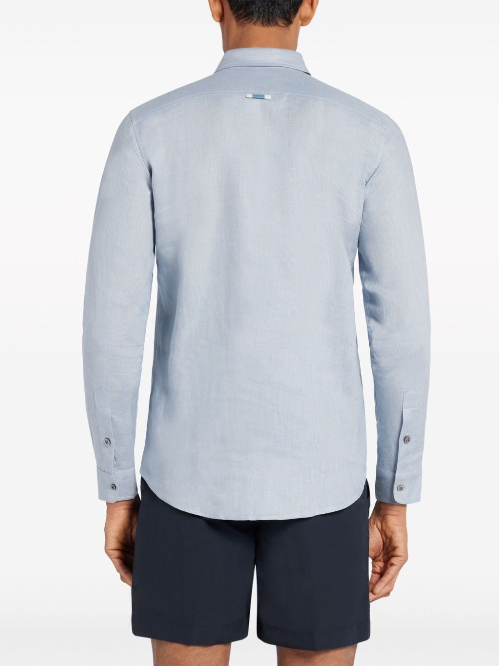 Shop Che Linen Button-up Shirt In Blue