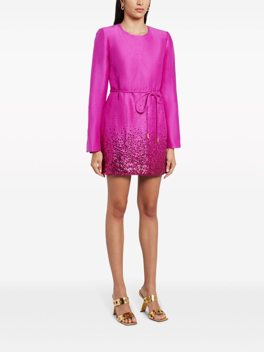 Aje Mini-jurk van linnenmix - Roze