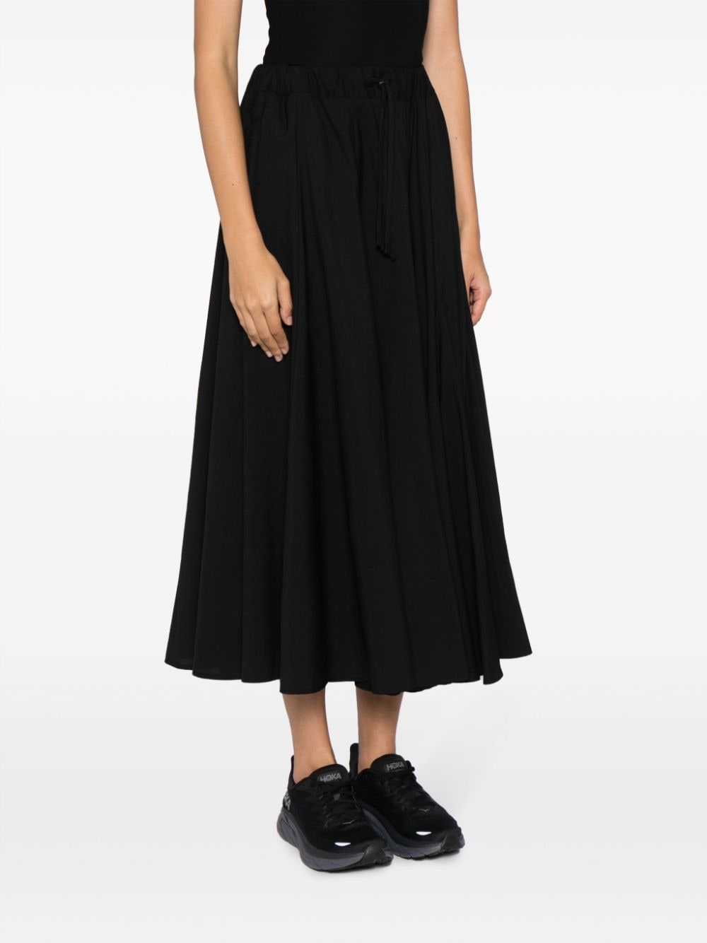 Shop Yohji Yamamoto High-waisted Wool Midi Skirt In Black