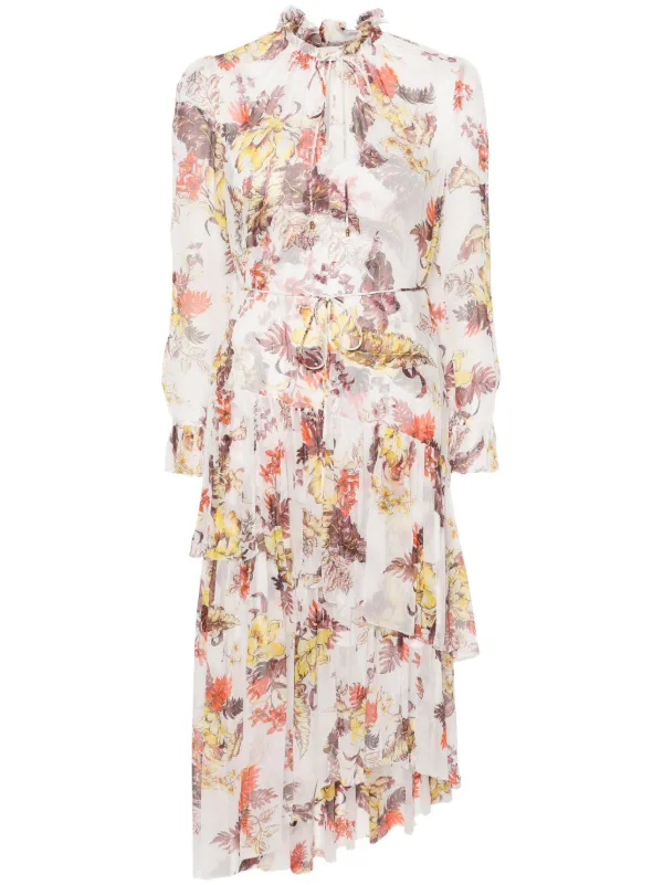 【Zimmermann】EVERLEY TIERED MIDI DRESS ティアード ミディ Everley Lace Trim Midi Dress Pink Online | Zimmermann