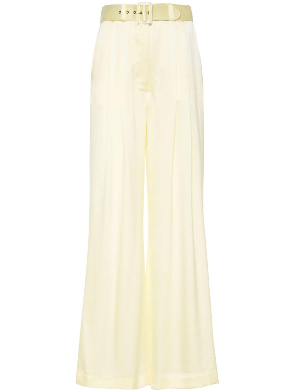 Zimmermann Belted Wide-leg Trousers In Yellow