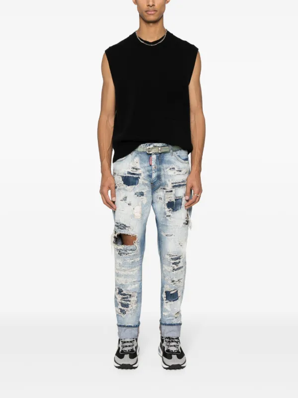 Big mens distressed jeans cheap