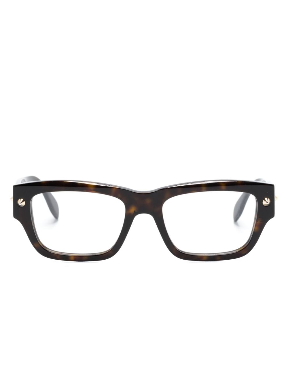 Alexander Mcqueen Tortoiseshell Rectangle-frame Glasses In Black