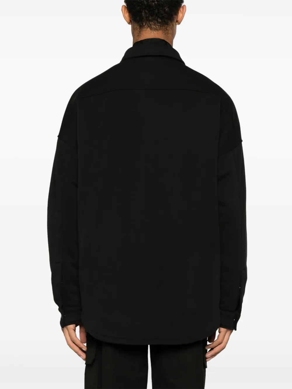 Shop Valentino Padded Jersey Shirt Jacket In Black