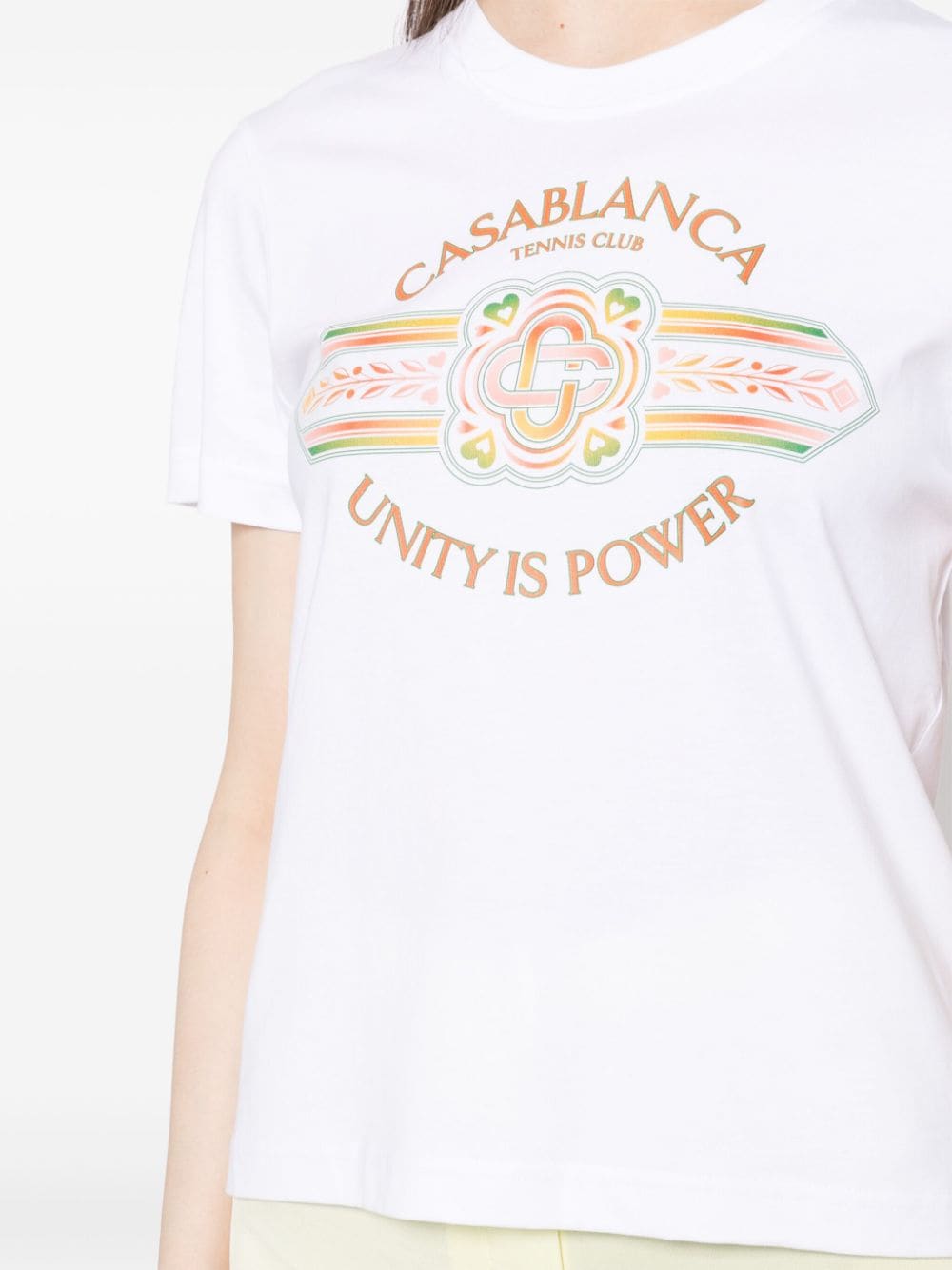 Shop Casablanca Unity Is Power Cotton T-shirt In White