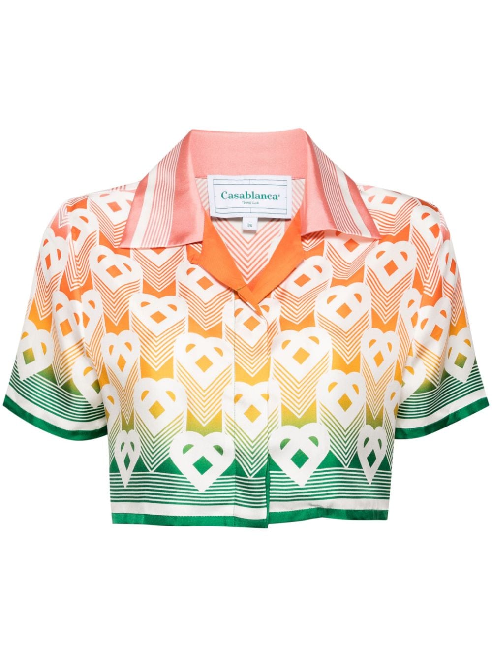 Casablanca Heart Monogram Silk Shirt In Orange