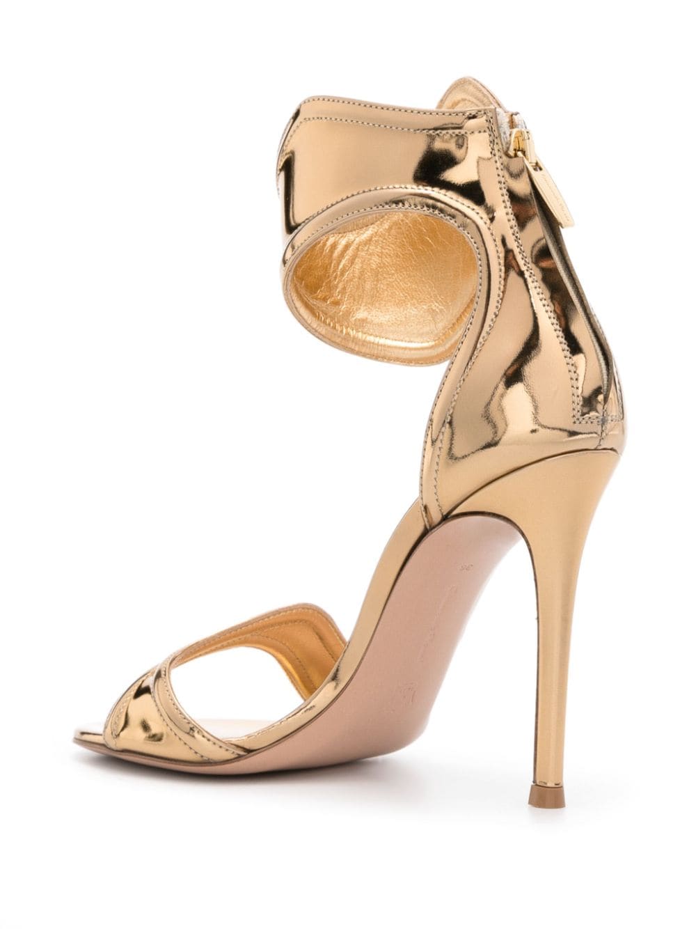 Shop Gianvito Rossi Lucrezia 105mm Metallic Sandals In Gold