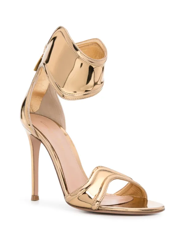 Gianvito Rossi Lucrezia 105mm Metallic Sandals | Gold | FARFETCH