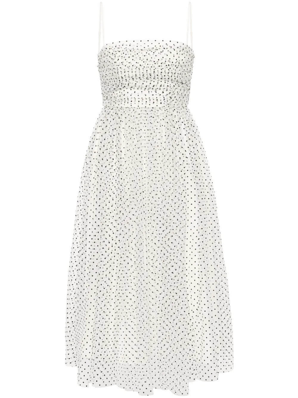 Shop Zimmermann Polka Dot Tulle Midi Dress In Cream/black Dot