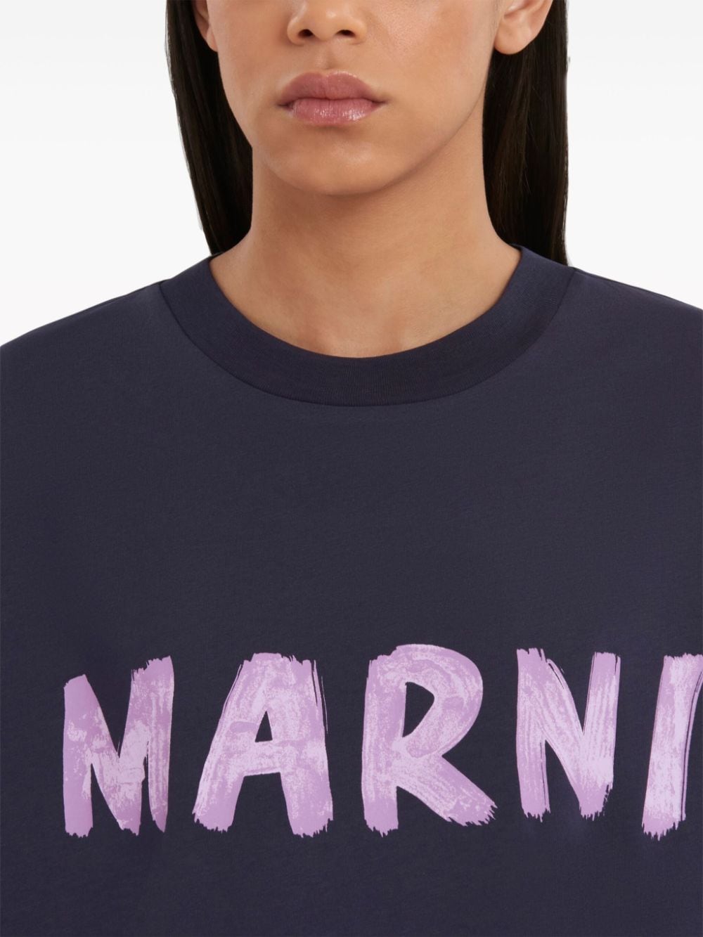Marni Katoenen T-shirt met logoprint Blauw