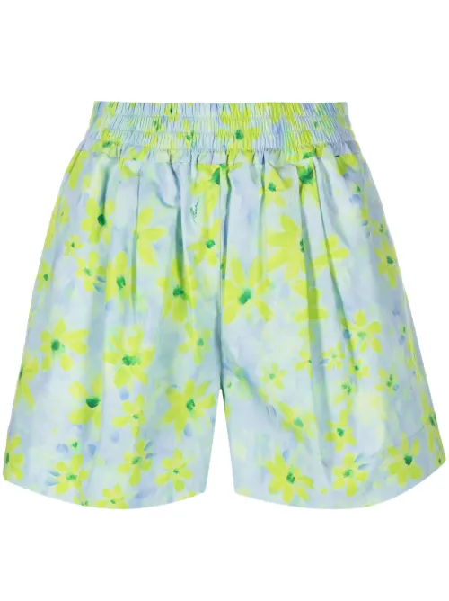 Short en coton à fleurs à effet aquarelle - Marni - Modalova