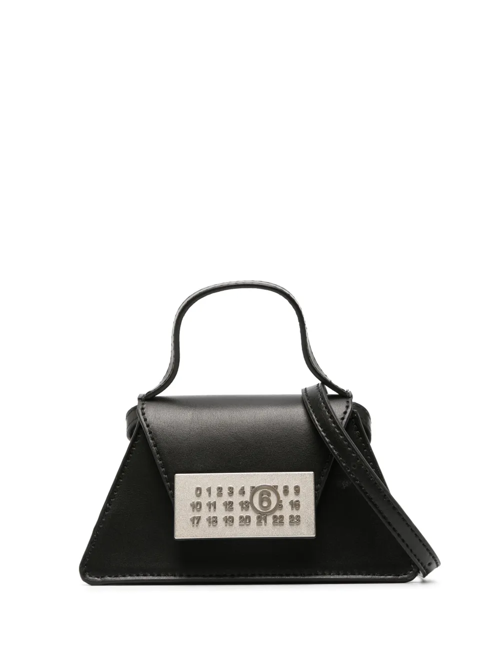 mm6 maison margiela mini sac à main numeric en cuir - noir